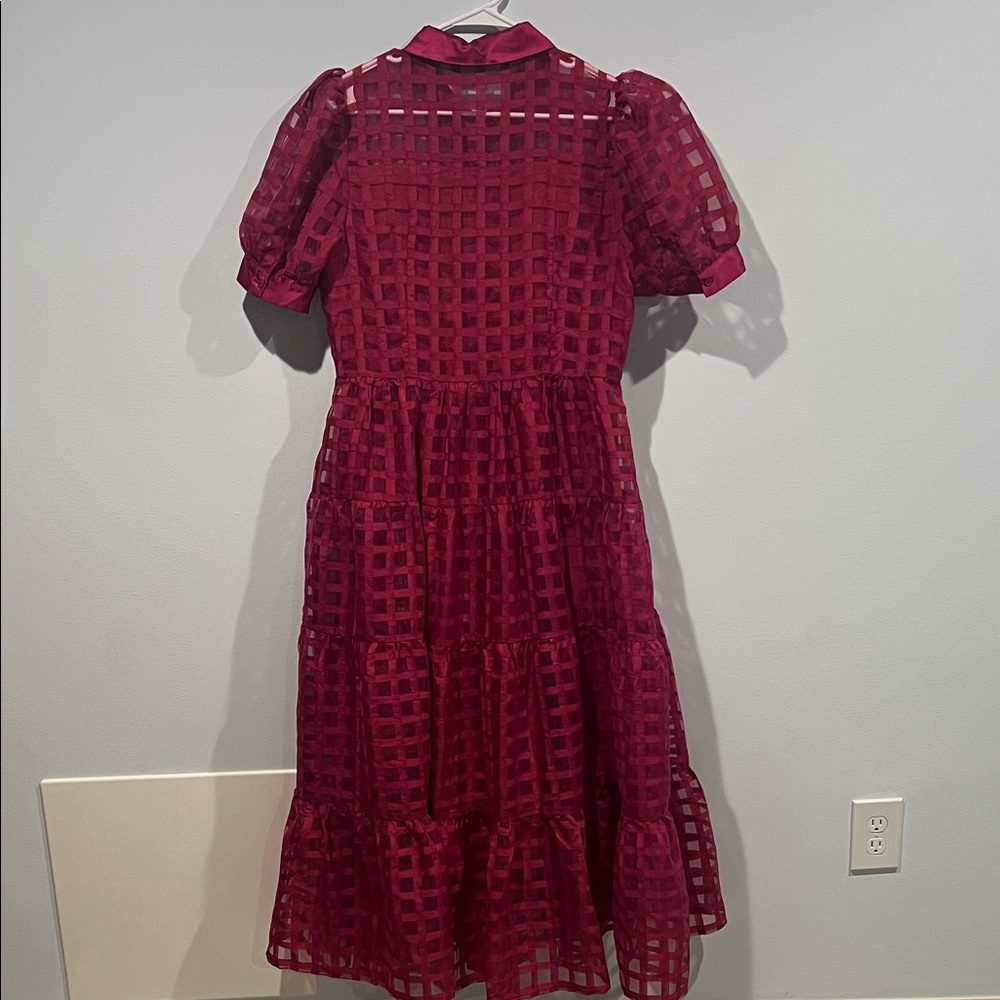 🍷 English Factory Gridded Organza Tiered Maxi Dress – Size L, NWOT 🍷 - Picture 7 of 14